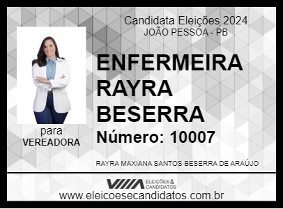 Candidato ENFERMEIRA RAYRA BESERRA 2024 - JOÃO PESSOA - Eleições