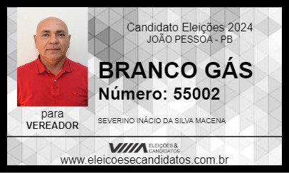 Candidato BRANCO GÁS  2024 - JOÃO PESSOA - Eleições