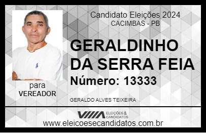 Candidato GERALDINHO DA SERRA FEIA 2024 - CACIMBAS - Eleições