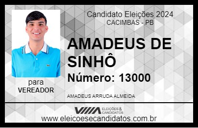 Candidato AMADEUS DE SINHÔ 2024 - CACIMBAS - Eleições