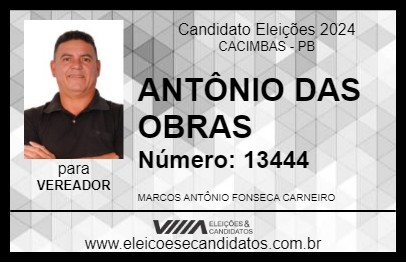 Candidato ANTÔNIO DAS OBRAS 2024 - CACIMBAS - Eleições