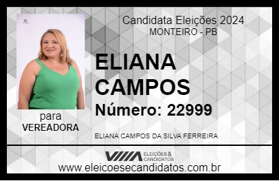 Candidato ELIANA CAMPOS 2024 - MONTEIRO - Eleições