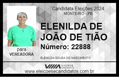 Candidato ELENILDA DE JOÃO DE TIÃO 2024 - MONTEIRO - Eleições