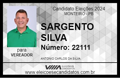 Candidato SARGENTO SILVA 2024 - MONTEIRO - Eleições