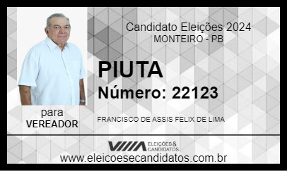 Candidato PIUTA 2024 - MONTEIRO - Eleições