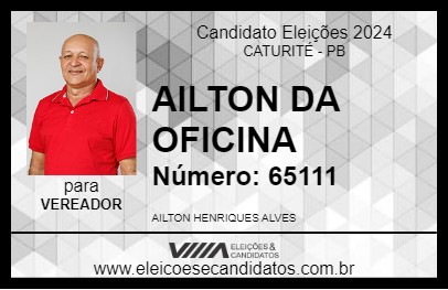 Candidato AILTON DA OFICINA 2024 - CATURITÉ - Eleições