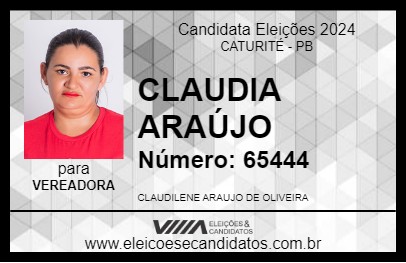 Candidato CLAUDIA ARAÚJO 2024 - CATURITÉ - Eleições