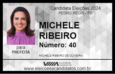 Candidato MICHELE RIBEIRO 2024 - PEDRO RÉGIS - Eleições