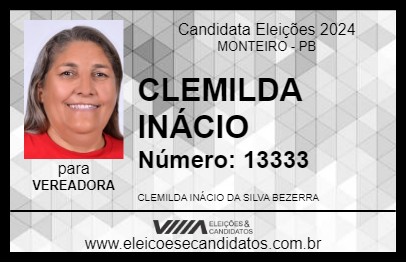 Candidato CLEMILDA INÁCIO 2024 - MONTEIRO - Eleições