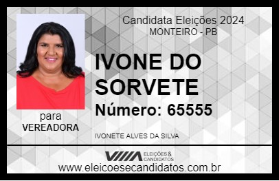 Candidato IVONE DO SORVETE 2024 - MONTEIRO - Eleições