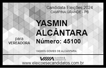 Candidato YASMIN ALCÂNTARA 2024 - CAMPINA GRANDE - Eleições