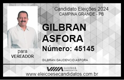 Candidato GILBRAN ASFORA 2024 - CAMPINA GRANDE - Eleições