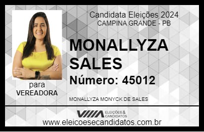 Candidato MONALLYZA SALES 2024 - CAMPINA GRANDE - Eleições