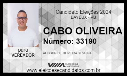 Candidato CABO OLIVEIRA 2024 - BAYEUX - Eleições