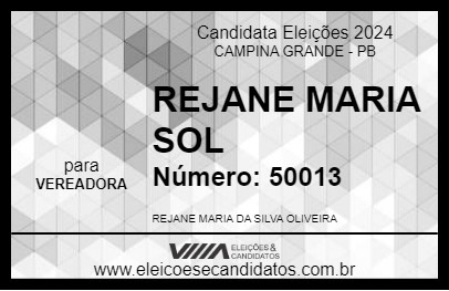 Candidato REJANE MARIA SOL 2024 - CAMPINA GRANDE - Eleições