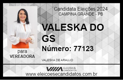 Candidato VALESKA DO GS 2024 - CAMPINA GRANDE - Eleições