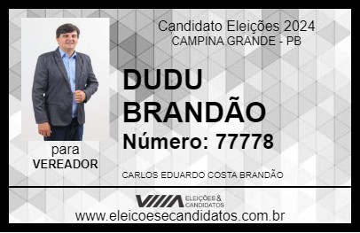 Candidato DUDU BRANDÃO 2024 - CAMPINA GRANDE - Eleições