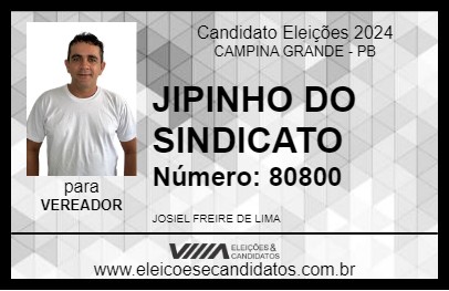 Candidato JIPINHO DO SINDICATO 2024 - CAMPINA GRANDE - Eleições