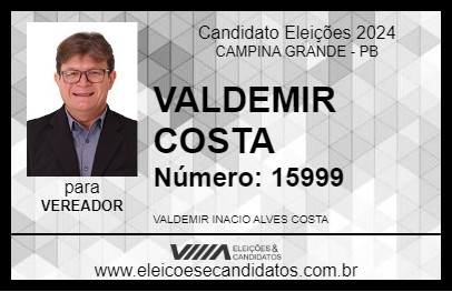 Candidato VALDEMIR COSTA 2024 - CAMPINA GRANDE - Eleições