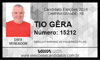 Candidato TIO GÊRA 2024 - CAMPINA GRANDE - Eleições