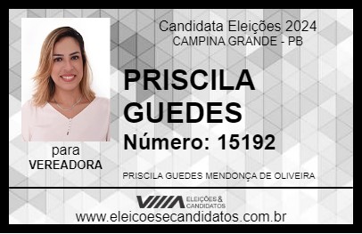 Candidato PRISCILA GUEDES 2024 - CAMPINA GRANDE - Eleições