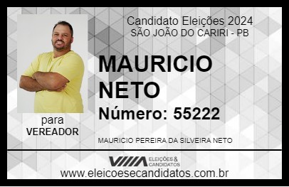 Candidato MAURICIO NETO 2024 - SÃO JOÃO DO CARIRI - Eleições