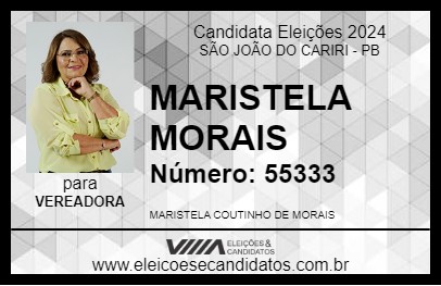 Candidato MARISTELA MORAIS 2024 - SÃO JOÃO DO CARIRI - Eleições