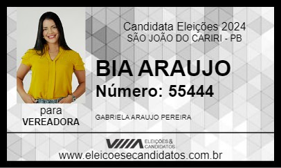 Candidato BIA ARAUJO 2024 - SÃO JOÃO DO CARIRI - Eleições