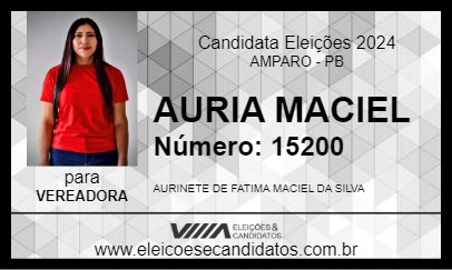 Candidato AURIA MACIEL 2024 - AMPARO - Eleições