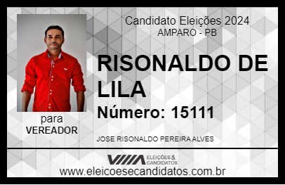 Candidato RISONALDO DE LILA 2024 - AMPARO - Eleições