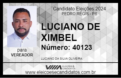 Candidato LUCIANO DE XIMBEL 2024 - PEDRO RÉGIS - Eleições