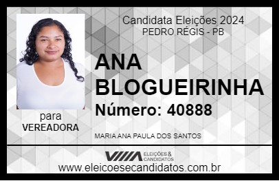 Candidato ANA BLOGUEIRINHA 2024 - PEDRO RÉGIS - Eleições