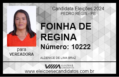 Candidato FOINHA DE REGINA 2024 - PEDRO RÉGIS - Eleições