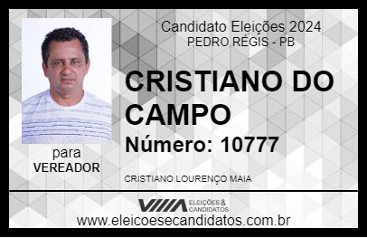 Candidato CRISTIANO DO CAMPO 2024 - PEDRO RÉGIS - Eleições