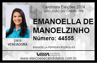 Candidato EMANOELLA DE MANOELZINHO 2024 - SÃO JOÃO DO CARIRI - Eleições