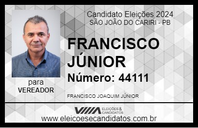 Candidato FRANCISCO JÚNIOR 2024 - SÃO JOÃO DO CARIRI - Eleições