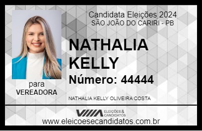 Candidato NATHALIA KELLY 2024 - SÃO JOÃO DO CARIRI - Eleições