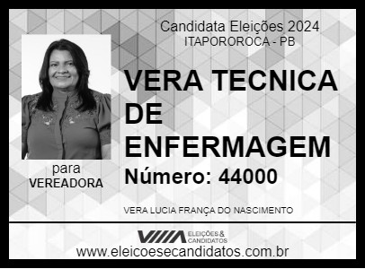 Candidato VERA TECNICA DE ENFERMAGEM 2024 - ITAPOROROCA - Eleições