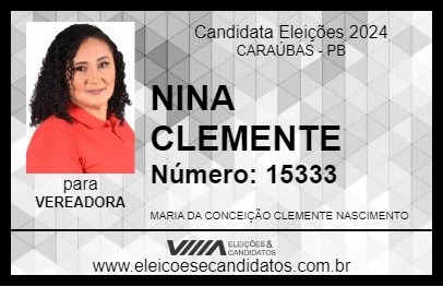 Candidato NINA CLEMENTE 2024 - CARAÚBAS - Eleições