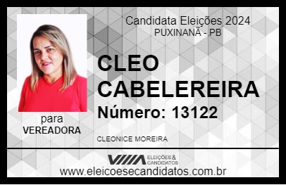 Candidato CLEO CABELEREIRA 2024 - PUXINANÃ - Eleições