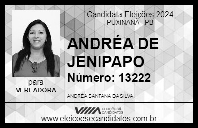 Candidato ANDRÉA DE JENIPAPO 2024 - PUXINANÃ - Eleições