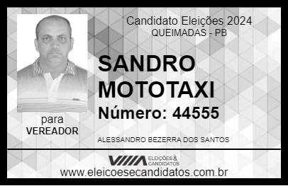 Candidato SANDRO MOTOTAXI 2024 - QUEIMADAS - Eleições