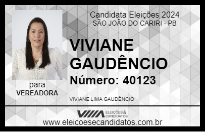 Candidato VIVIANE GAUDÊNCIO 2024 - SÃO JOÃO DO CARIRI - Eleições