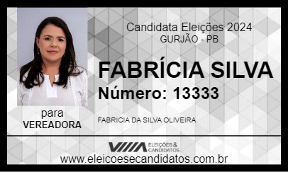 Candidato FABRÍCIA SILVA 2024 - GURJÃO - Eleições