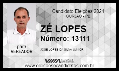 Candidato ZÉ LOPES 2024 - GURJÃO - Eleições