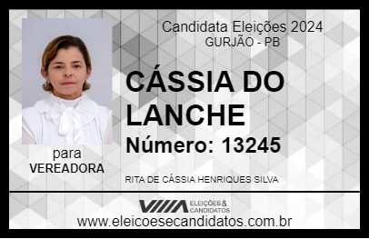 Candidato CÁSSIA DO LANCHE 2024 - GURJÃO - Eleições