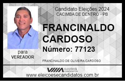 Candidato FRANCINALDO CARDOSO 2024 - CACIMBA DE DENTRO - Eleições