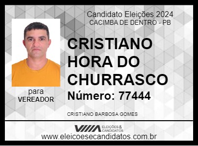 Candidato CRISTIANO HORA DO CHURRASCO 2024 - CACIMBA DE DENTRO - Eleições