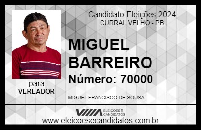 Candidato MIGUEL BARREIRO 2024 - CURRAL VELHO - Eleições