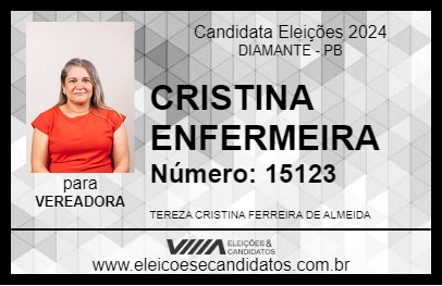 Candidato CRISTINA ENFERMEIRA 2024 - DIAMANTE - Eleições